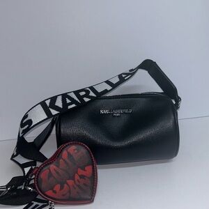 Karl Lagerfeld Black Bag with Red Heart Charm